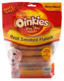 Highly Digestible Hartz Oinkies Pig Skin Twists - Real Smoked Flavor