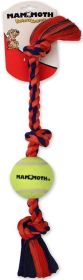 Durable Mammoth  Pet Flossy Chews Color 3 Knot Tug with Tennis Ball - Assorted Colors