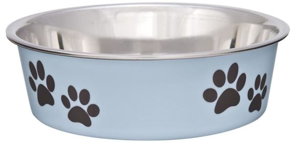 "Loving Pets Stainless Steel & Light Blue Dish" with Rubber Base