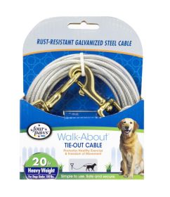 Walk-About Tie-Out Cable by Four Paws - Heavy Weight for Dogs (size 6: 20' Long)