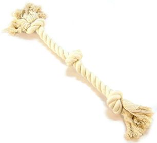 Flossy Chews 3 Knot Tug Toy Rope for Dogs by Mammoth - White 100 Percent Cotton (Size-3: Medium (20" Long))