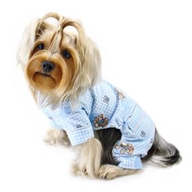 "Flannel PJ" by Klippo Pet With Adorable Teddy Bear Love  - Light Blue (size 6: XSmall)