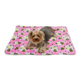 "Klippo Pet Ultra Soft Minky/Plush Blanket" Ultra Soft (Color: Pink: Bumblebee and Flowers Blanket)