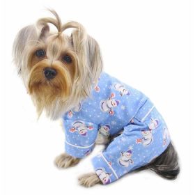 Snowman & Snowflake "Flannel Pajamas" by Klippo Pet with 2 Pockets - Light Blue (size 6: XSmall)