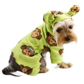 "Fleece Pajamas" by Klippo Pet Images Silly Monkey with Hood - Lime (size 6: XSmall)