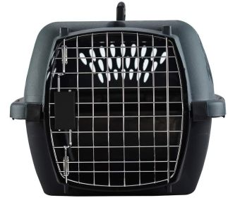 "Heavy-Duty Pet Carrier" by Aspen Pet Porter Storm Gray and Black Travel Kennel (Size-3: Pets up to 15 lbs)