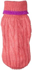 "Cable Knit Dog Sweater" by Fashion Pet - Pink (Size-3: XXX-Small (4" From Neck Base to Tail))