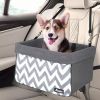 JESPET & GOOPAWS Dog Booster Seats for Cars, Portable Dog Car Seat Travel Carrier with Seat Belt for 24lbs Pets Grey Stripe