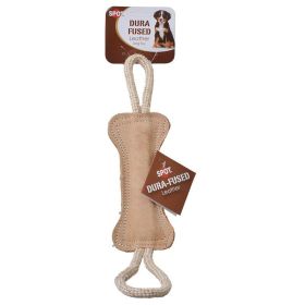 "Leather Bone Tug" by Spot Dura-Fused Dog Toy