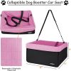 JESPET & GOOPAWS Dog Booster Seats for Cars, Portable Dog Car Seat Travel Carrier with Seat Belt for 24lbs Pets - Pink