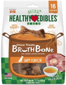Nylabone Natural Healthy Edibles Broth Bone Chew Treats - Ham Flavor - Small