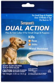 Sergeants Dual Action Flea and Tick Collar II for Small Dogs and Puppies Neck Size 15"