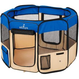 Zampa Portable Foldable Pet playpen Exercise Pen Kennel + Carrying Case- Blue (size-5: Extra Small (29"x29"x17"))