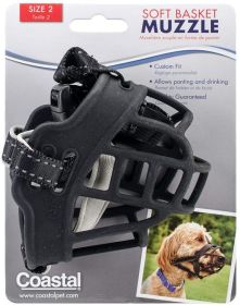"Soft Basket Muzzle for Dogs" by Coastal Pet Is A custom Fit Muzzle Black (Size-3: Size 2)