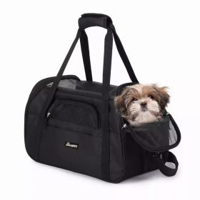 JESPET Soft-Sided Kennel Pet Carrier (Color: Black 17" x 9" x 11.5")