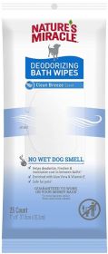 Natures Miracle Deodorizing Bath Wipes for Dogs Clean Breeze Scent Alcohol Free (size-4: 25 Count)