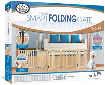 Four Paws Free Standing Gate for Small Pets (Size-3: 5 Panel (For openings 48"-110" Wide))