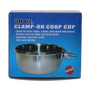 "Clamp on Coop Cup" Non-Spill Stainless Steel For Small Dogs by Spot (size-5: 30 oz)