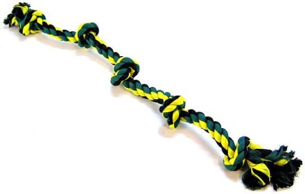 Flossy Chews Colored 5 Knot Tug Rope (Size-3: X-Large (3' Long))