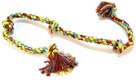 Flossy Chews Colored 5 Knot Tug Rope (Size-3: Super X-Large (6' Long))