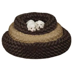 Slumber Pet Swirl Plush Donut Bed  Brown Bolster Sides Skid Resistant Bottom (Color: Brown, Black 4": 18")