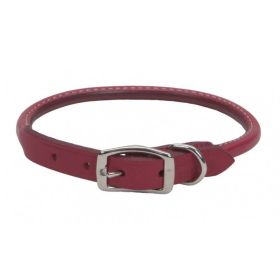 Coastal's Circle T Oak Tanned Leather Round Dog Collar - Red Top  Leather (Size-3: 16" Neck)