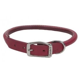 Coastal's Circle T Oak Tanned Leather Round Dog Collar - Red Top  Leather (Size-3: 18" Neck)