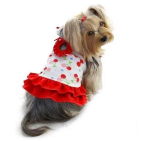 "Dress w/Shoulder Ties" by Klippo Pet Soft Knit Cotton - Cherry Pattern (size 6: XSmall)