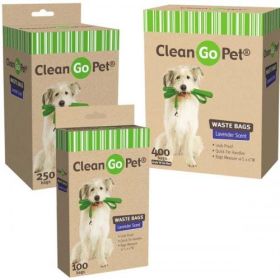 "Doggy Waste Bags Lavender Scent" by Clean Go Pet - Quick-Tie Handles (size 6: 250 Count)