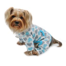 Blue & Gray Hearts Fleece Turtleneck Pajamas - Blue (size 6: XSmall)