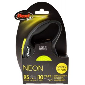 Flexi New Neon Retractable Tape Leash (Size-3: X-Small - 10' Tape (Pets up to 26 lbs))