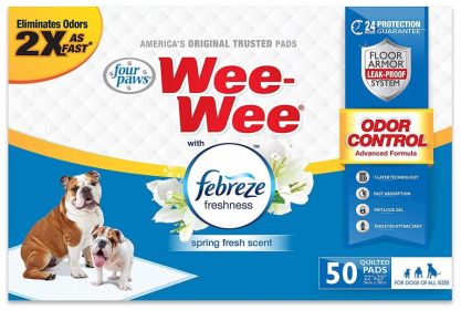 Four Paws Wee-Wee Pads - Febreze Freshness Quilted Layer Technology (Size-3: 50 count)