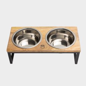 "Pet Feeder Handmade" Wood & Metal Elevated  by GF Pet (size-5: Small)