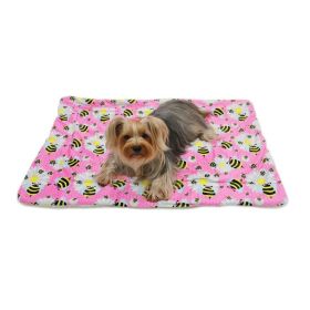 Klippo Pet Ultra Soft Minky/Plush Blanket Five Colorful Patterns (Color: Pink: Bumblebee and Flowers Blanket)