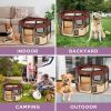 Zampa Portable Foldable Pet playpen Exercise Pen Kennel + Carrying Case Brown