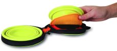 Collapsible Petmate Silicone Travel Duo Bowl Medium for Both Food and Water