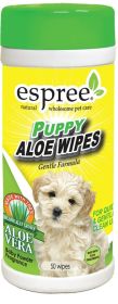 "Puppy Aloe Wipes" Gentle Formula Baby Powder Fragrance by Espree (size-4: 50 count)