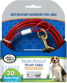 Vinyl Coated Tie Out Cable  by Four Paws Dog - Red (size 6: 20' Long (3 count))