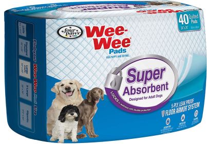 Super Absorbent Four Paws Wee Wee Pads Neutralize Odors (Size-3: 40 Pack - (24"L x 24"W))
