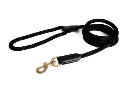 Alvalley Rope and Leather Dog Snap Lead (Color: Black Line)