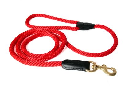 Alvalley Rope and Leather Dog Snap Lead (Color: Red Line)