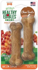 Nylabone Healthy Edibles Wholesome Dog Chews - Bacon Flavor Variety of Sizes (Size-3: Petite (2 Pack))