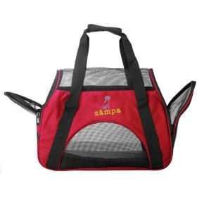 'Pet Carrier For Dogs and Cats" by Zampa Pets - Airline Approved Soft Sided (Color: Red: 19" x 13" 10")