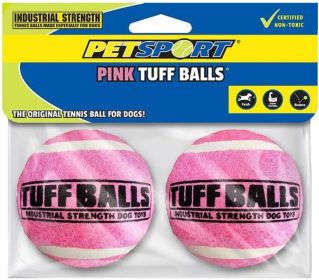 Non-Toxic Petsport Tuff Ball Dog Toy Pink Extra Thick Tennis Ball (size-4: 2 Count)