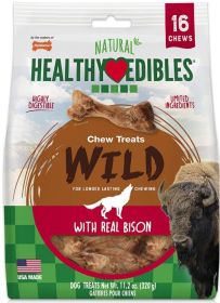 Nylabone Natural Healthy Edibles Wild Bison Heart Healthy Chew Treats (Size-3: Small - 16 Pack)