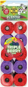 "Waste Pick-Up Bags" Berry Scented by Bags on Board - Leak Proof (size-4: 840 Count (6 x 140 ct))