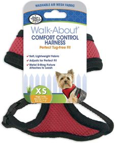 Four Paws Comfort Control Harness - Red (Size-3: X-Small - For Dogs 3-4 lbs (11"-13" Chest & 7"-8" Neck))